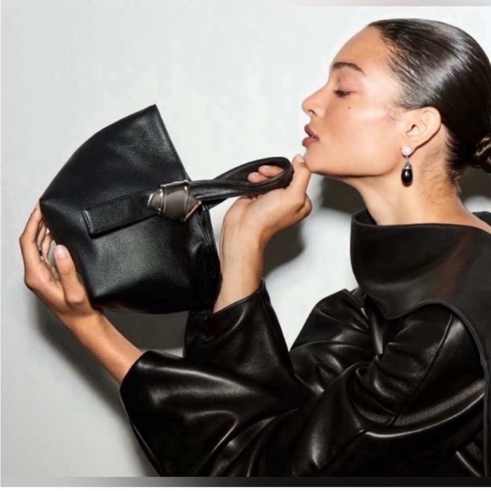 NEW Brandon Maxwell for MERIT Elegant Black Vegan Leather Handbag